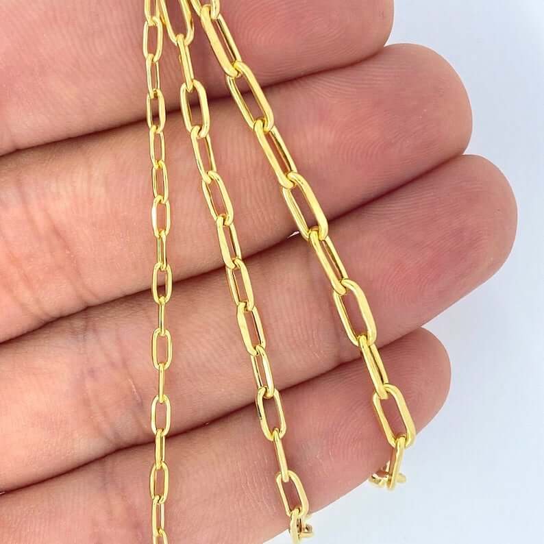 Paperclip Chain 2mm-4mm Gold Plated Necklace-silviax