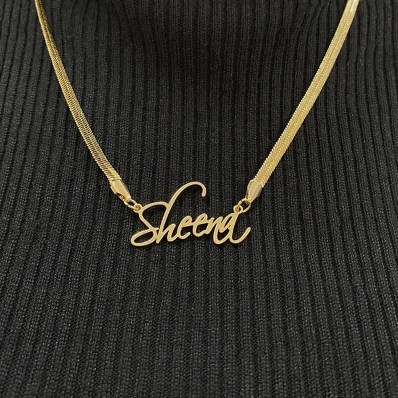 Flat Snake Chain Personalized Custom Gold Plated Name Necklace-silviax