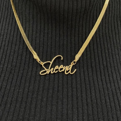 Flat Snake Chain Personalized Custom Gold Plated Name Necklace-silviax