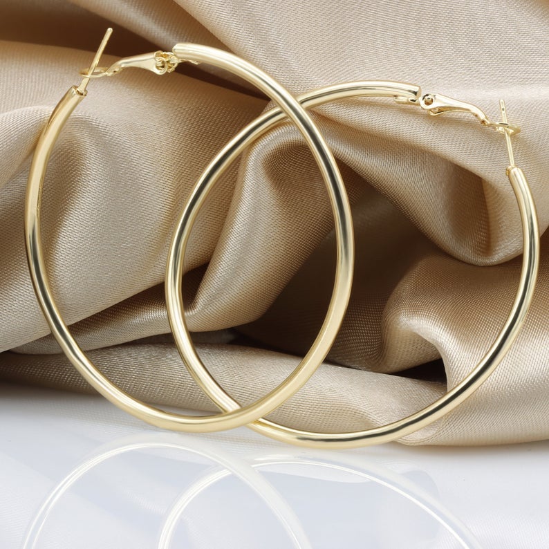 Hollow 30mm/60mm/80mm Gold Plated Hoop Earrings-silviax