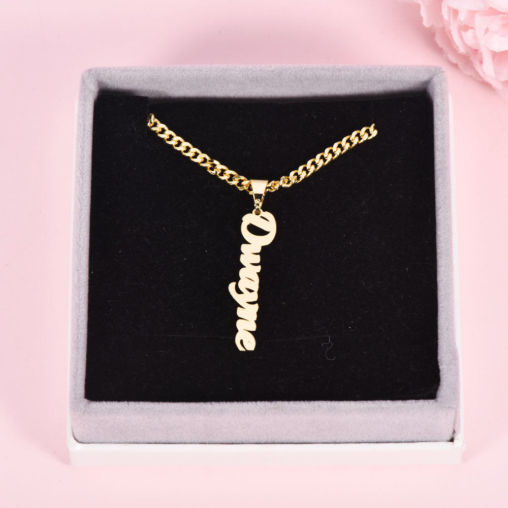 Vertical Nameplate Pendant Personalized Custom Gold Plated Name Necklace-silviax