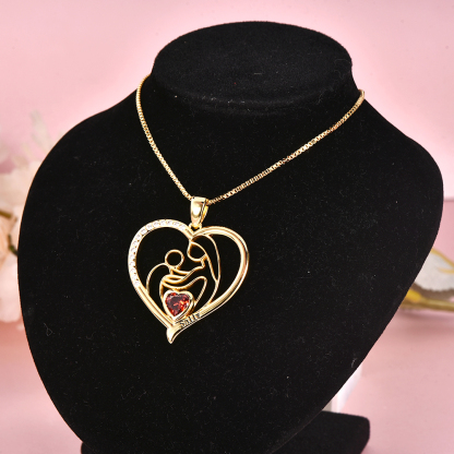 Custom Heart Necklace For Mom with Birthstone Box Chain Mother Gift-silviax