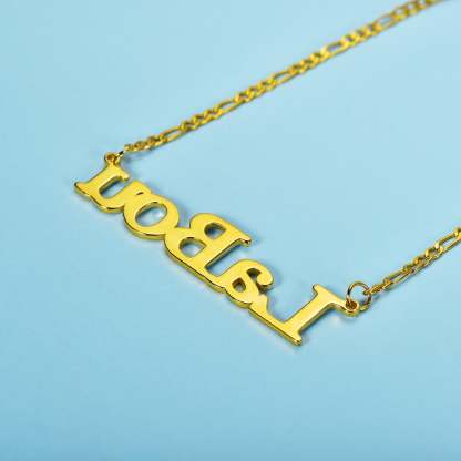 Two Tone Capital Letters Personalized Custom Gold Plated Name Necklace-silviax