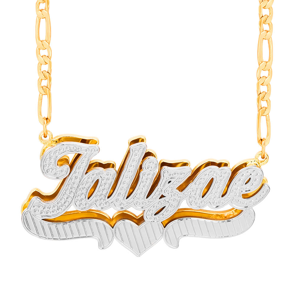 Double Layer Two Tone with Heart Gold Plated Custom 3D Name Necklace-silviax