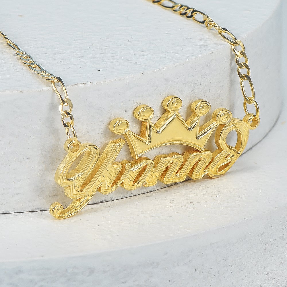 Crown Personalized Custom Gold Plated Necklace and Earrings Set-silviax