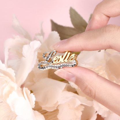 Two Tone Double Layer Personalized Custom Heart Stud Name Earrings-silviax