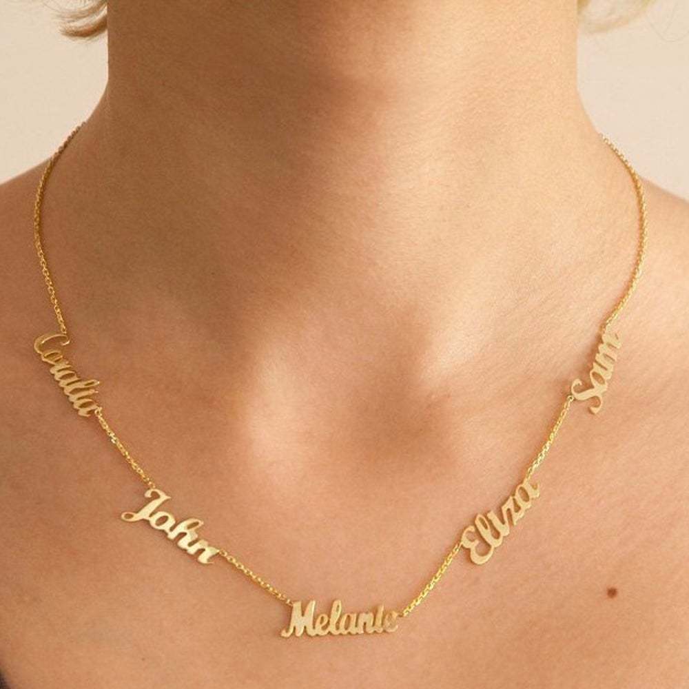 Five Names Custom Gold Plated Family Necklace-silviax