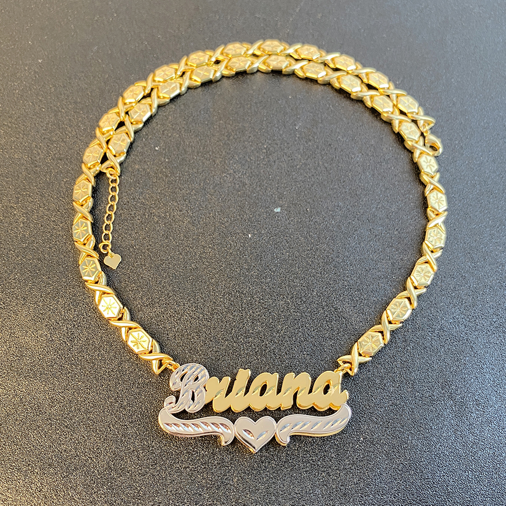 Two Tone XOXO Name Necklace 