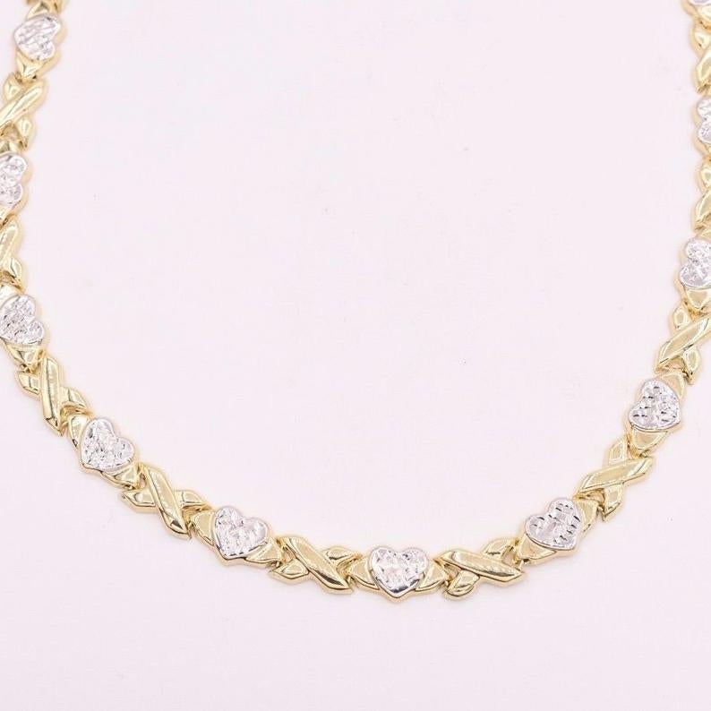 Two Tone Heart XOXO Chain Gold Plated Necklace-silviax