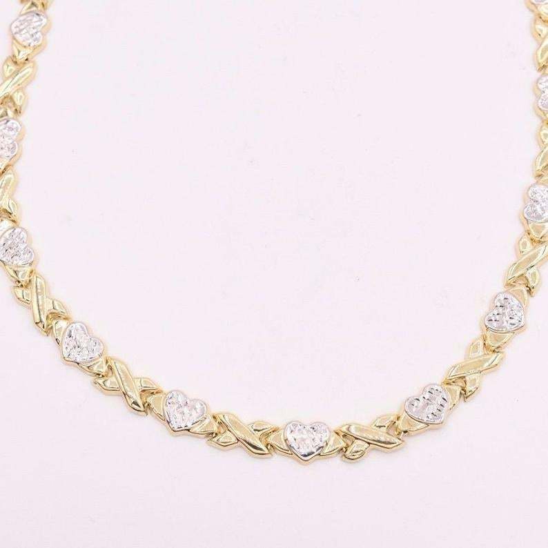 Two Tone Heart XOXO Chain Gold Plated Necklace-silviax