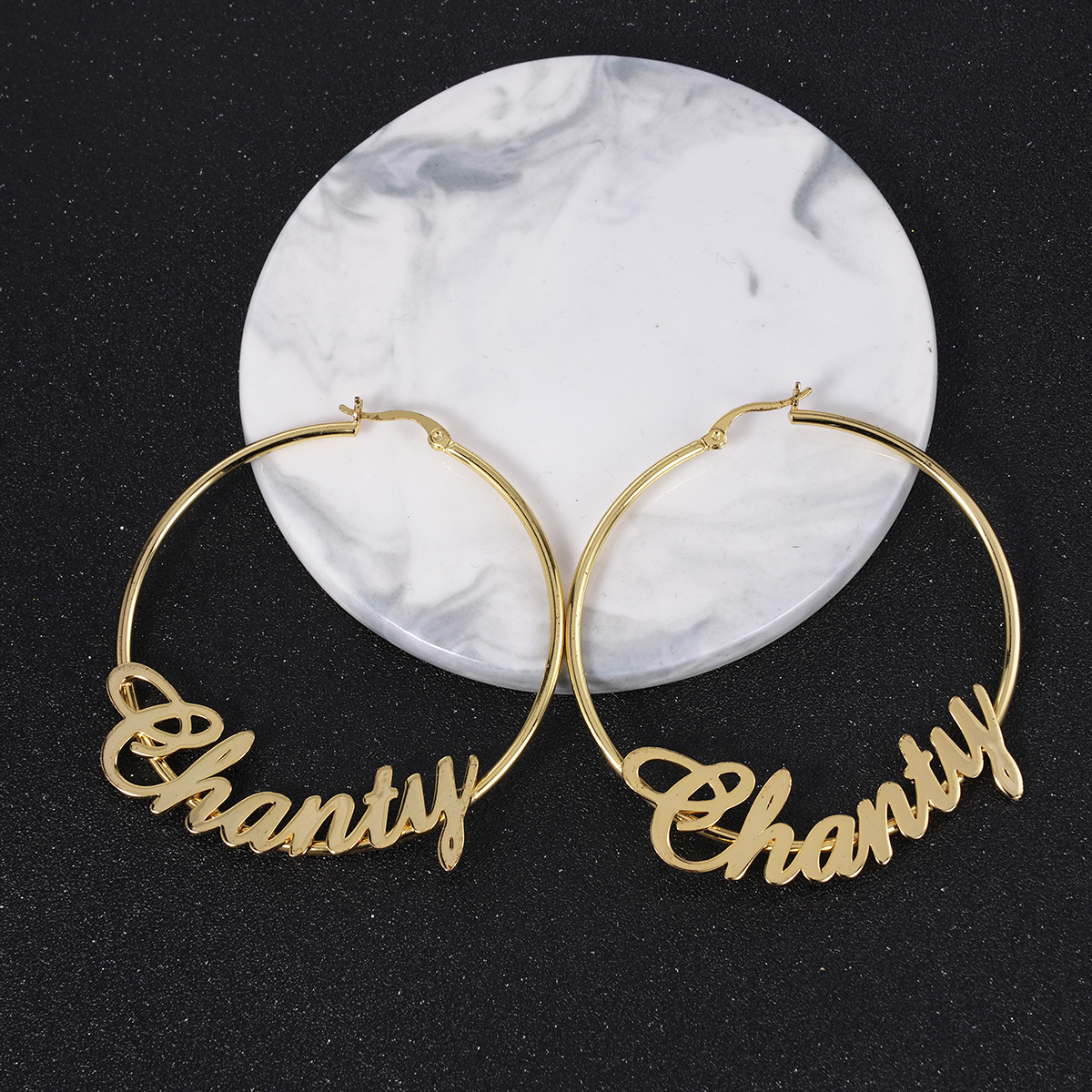 60mm Customized Hoop Gold Plated  Name Earring-silviax