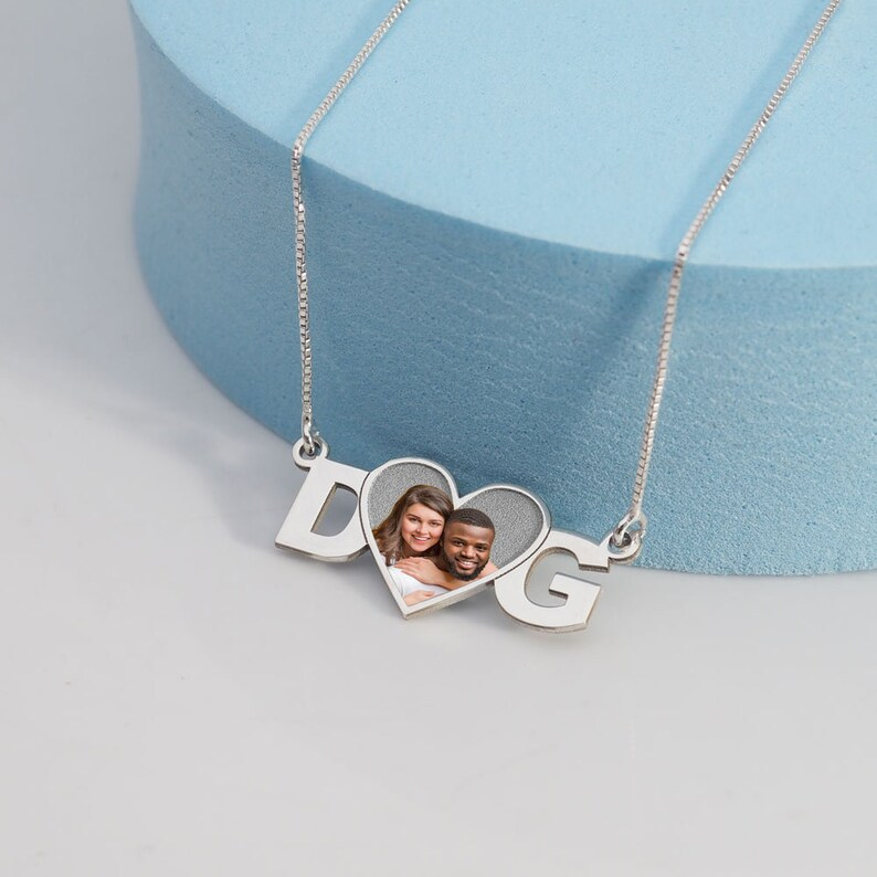 Couple Gift Two Initial Heart Photo Pendant Personalized Custom Gold Plated Name Necklace Box Chain-silviax