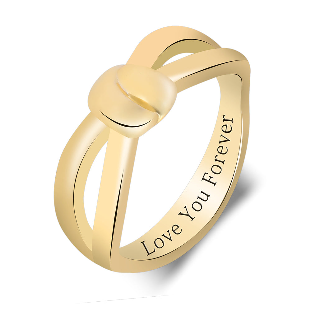 Gold Plated Personalized Custom Engraved Knot Ring-silviax