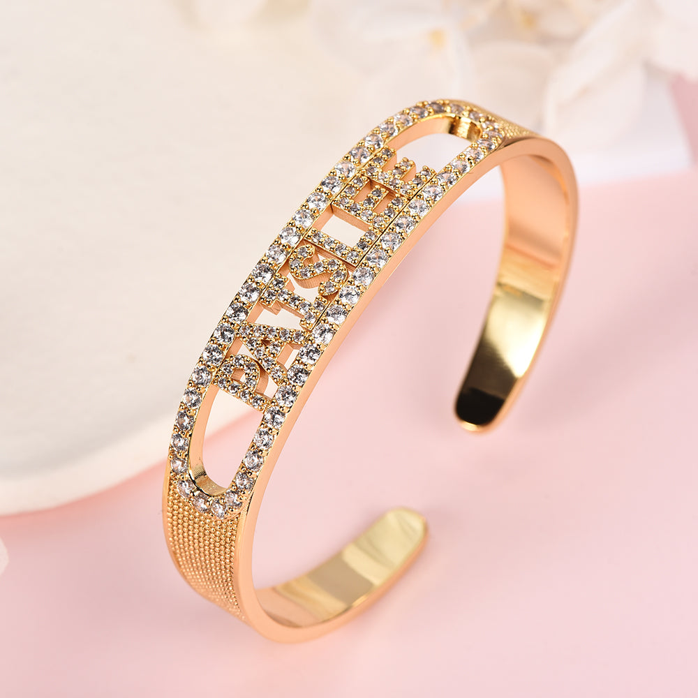 Personalized Name Bracelet Gold Plated With Zircon-silviax