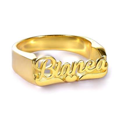 Gold Plated Personalized Name Heart Ring-silviax