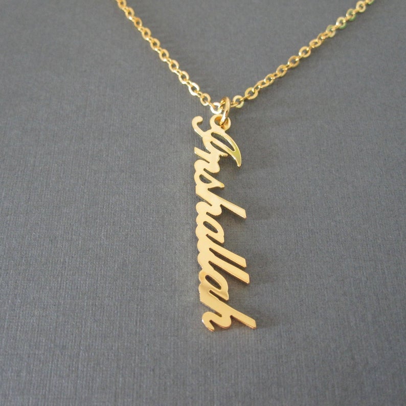 Gold Plated Personalized Vertical Custom Name Necklace-silviax