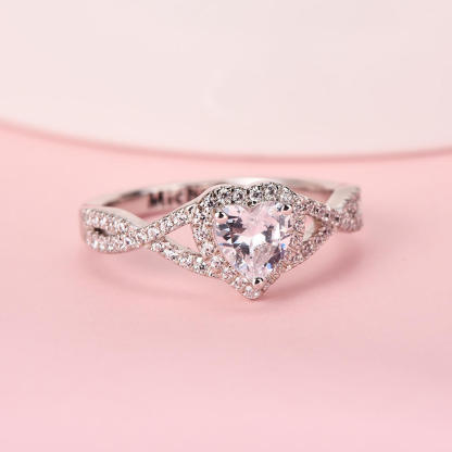 Heart Clear Promise Ring Personalized Custom Engraved Ring-silviax