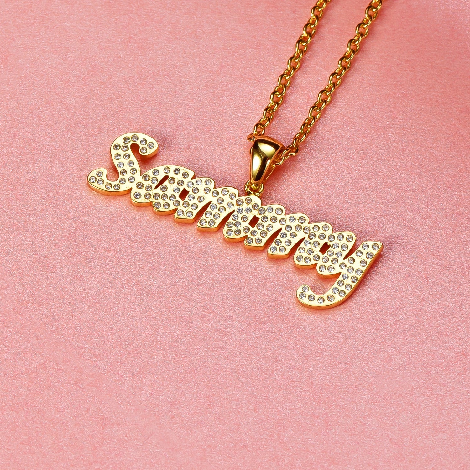 Gold Plated Personalized Diamonds Name Necklace-silviax