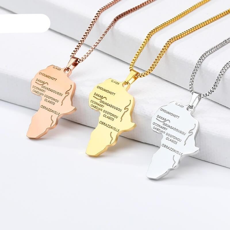 Africa Map Pendant Gold Plated Necklace-silviax