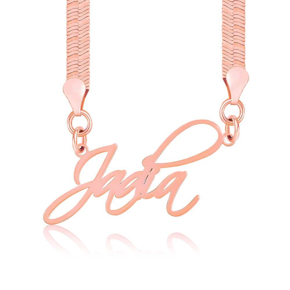 Flat Snake Chain Personalized Custom Gold Plated Name Necklace-silviax