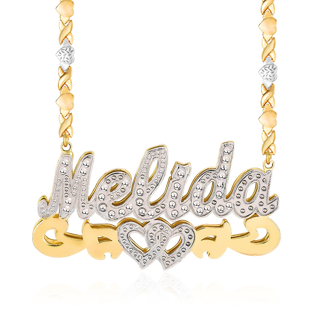 Personalized XOXO Hugs Kisses Double Plated Name Necklace With Two   7d5e23897f2046edb70e1a3bbd98858a 