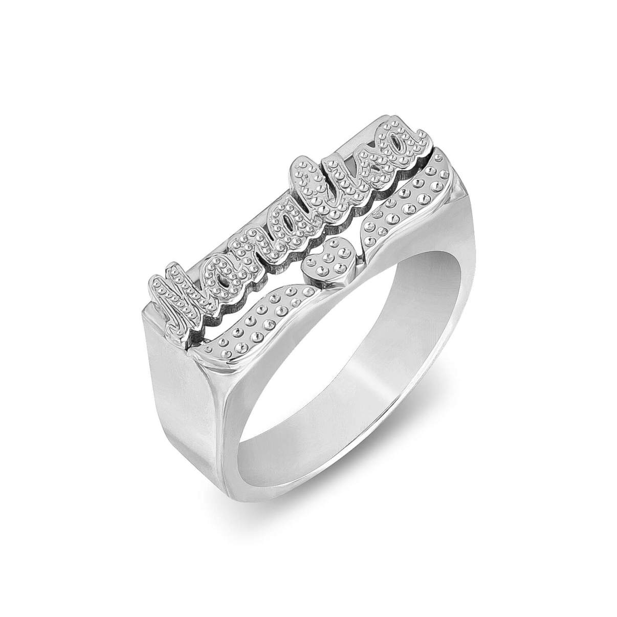 Personalized 3D Finger Name Ring Custom Script Ring with Heart Tail ...