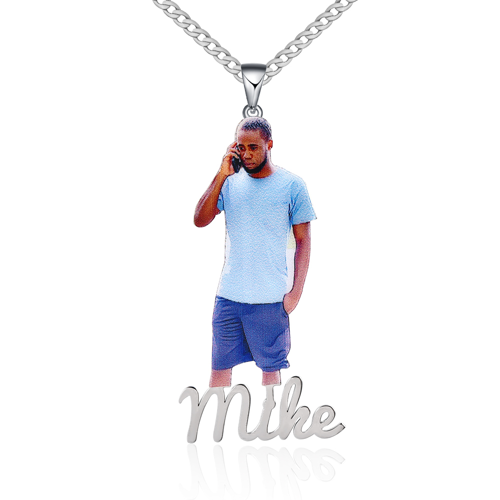 Photo Nameplate Pendant Personalized Custom Name Necklace-silviax