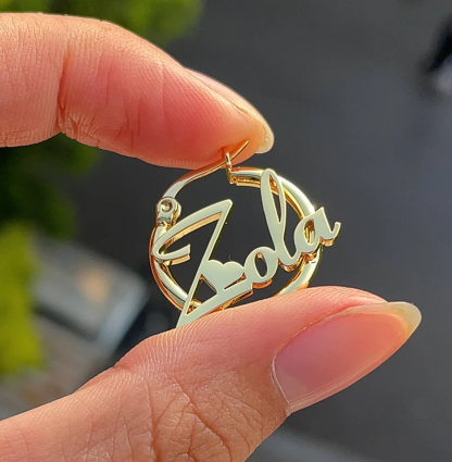 30mm Heart Earring Personalized Mini Name Earrings For Baby Kids Gift