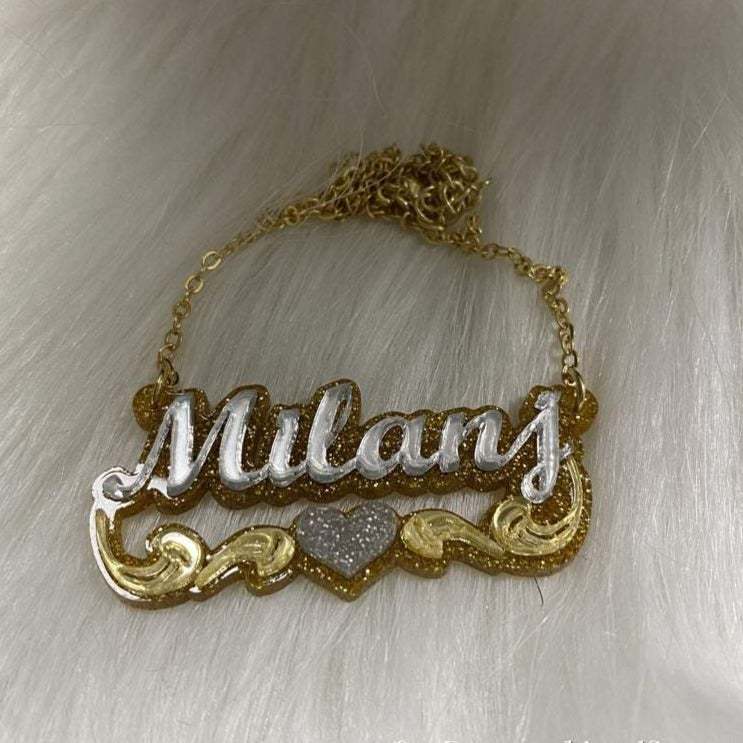 Acrylic Double Layer Two Tone Personalized Custom Name Necklace-silviax