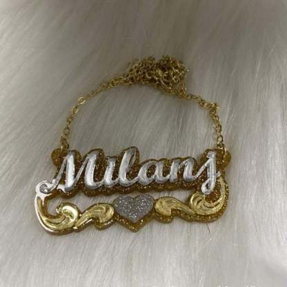 Acrylic Double Layer Two Tone Personalized Custom Name Necklace-silviax