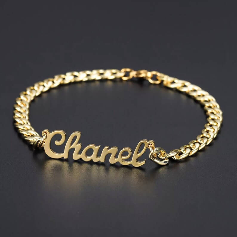 5mm Cuban Chain Gold Plated Personalized Custom Name Bracelet-silviax