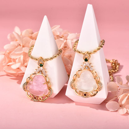 Luxury Crystal Lotus Buddha Pendant Necklace Gift For Mom-silviax