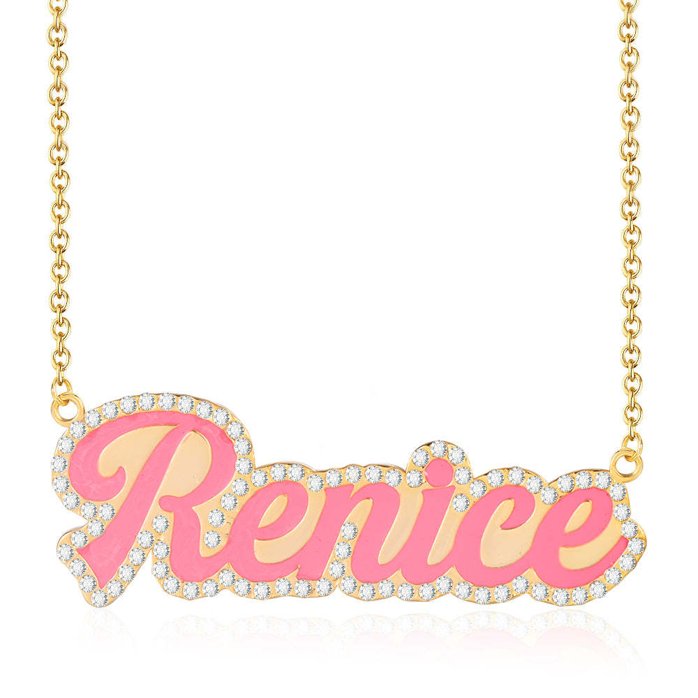 Red Enamel Pendant Personalized Custom Gold Plated Name Necklace-silviax