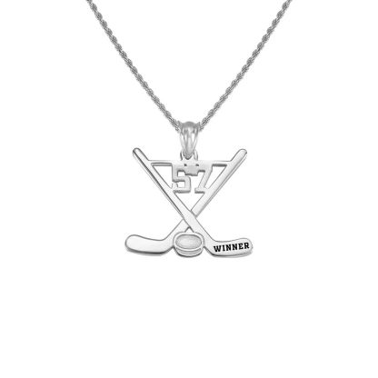 Sports Ice Hockey Sticks Laser Engraved Personalized Custom Number And Name Necklace-silviax