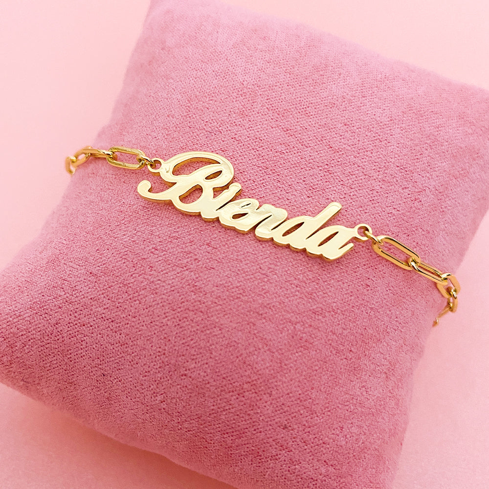 Lattice Chain Personalized Custom Gold Plated Name Bracelet-silviax