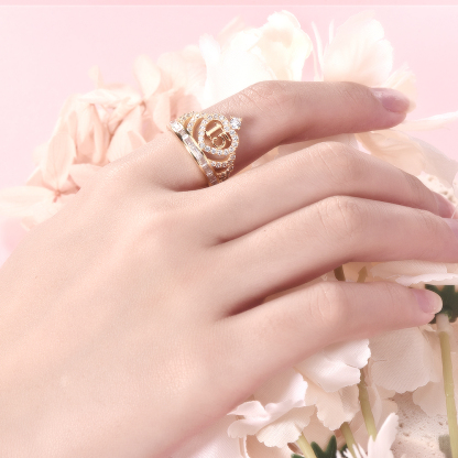 Personalized Gold Plated Crown Age Number Ring Quinceanera Gift-silviax