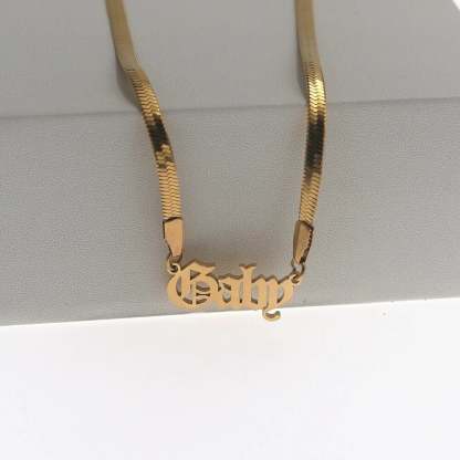 Old English Nameplate Pendant With Snake Chain Personalized Custom Gold Plated Name Necklace-silviax