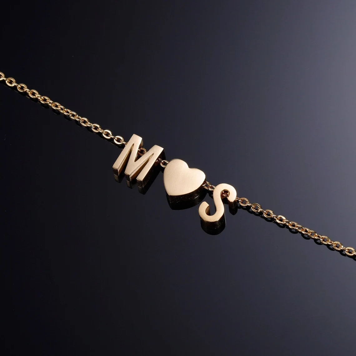 Couple Pendant Gold Plated Custom Letter Necklace with Heart-silviax