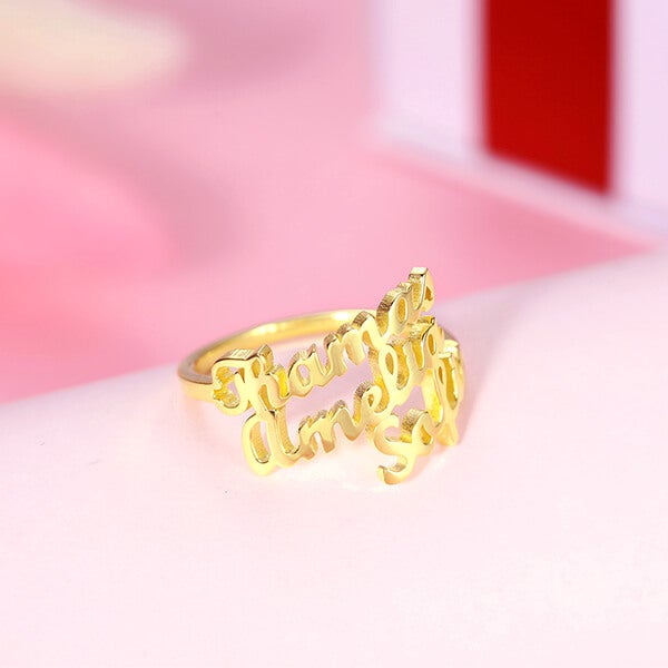 Three Names Personalized Custom Ring Gold Plated-silviax