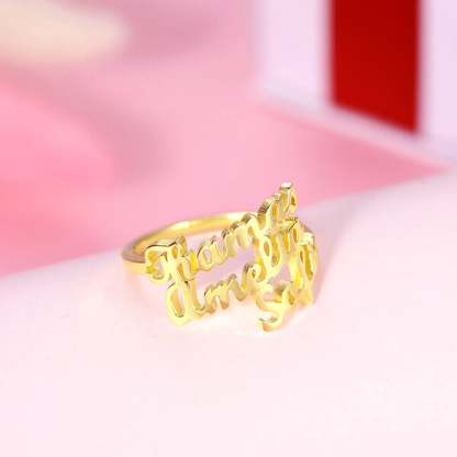 Three Names Personalized Custom Ring Gold Plated-silviax