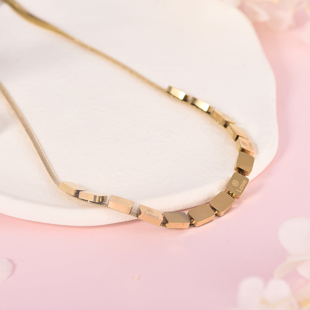 Love Stone Snake Chain Gold Plated Necklace-silviax