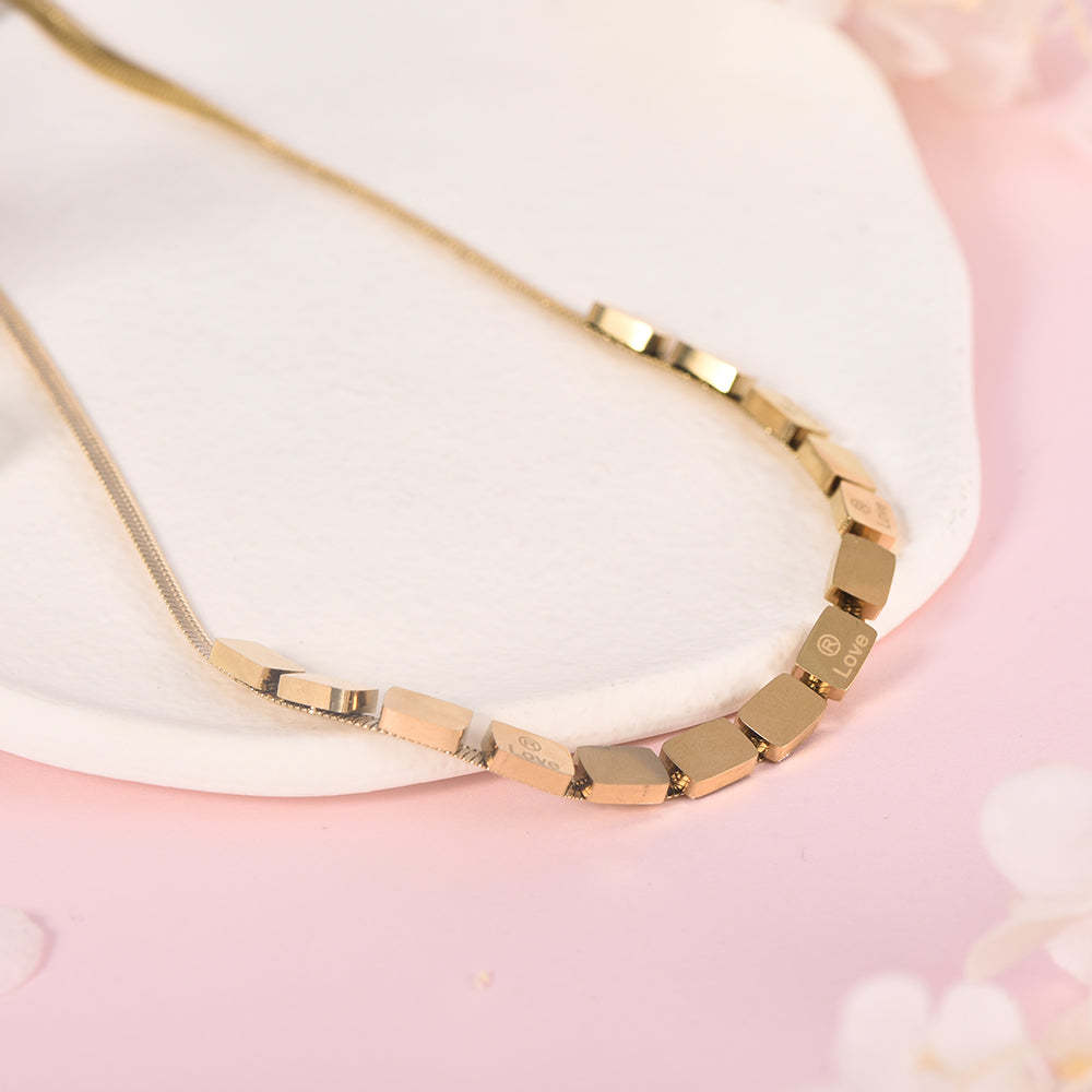 Love Stone Snake Chain Gold Plated Necklace-silviax