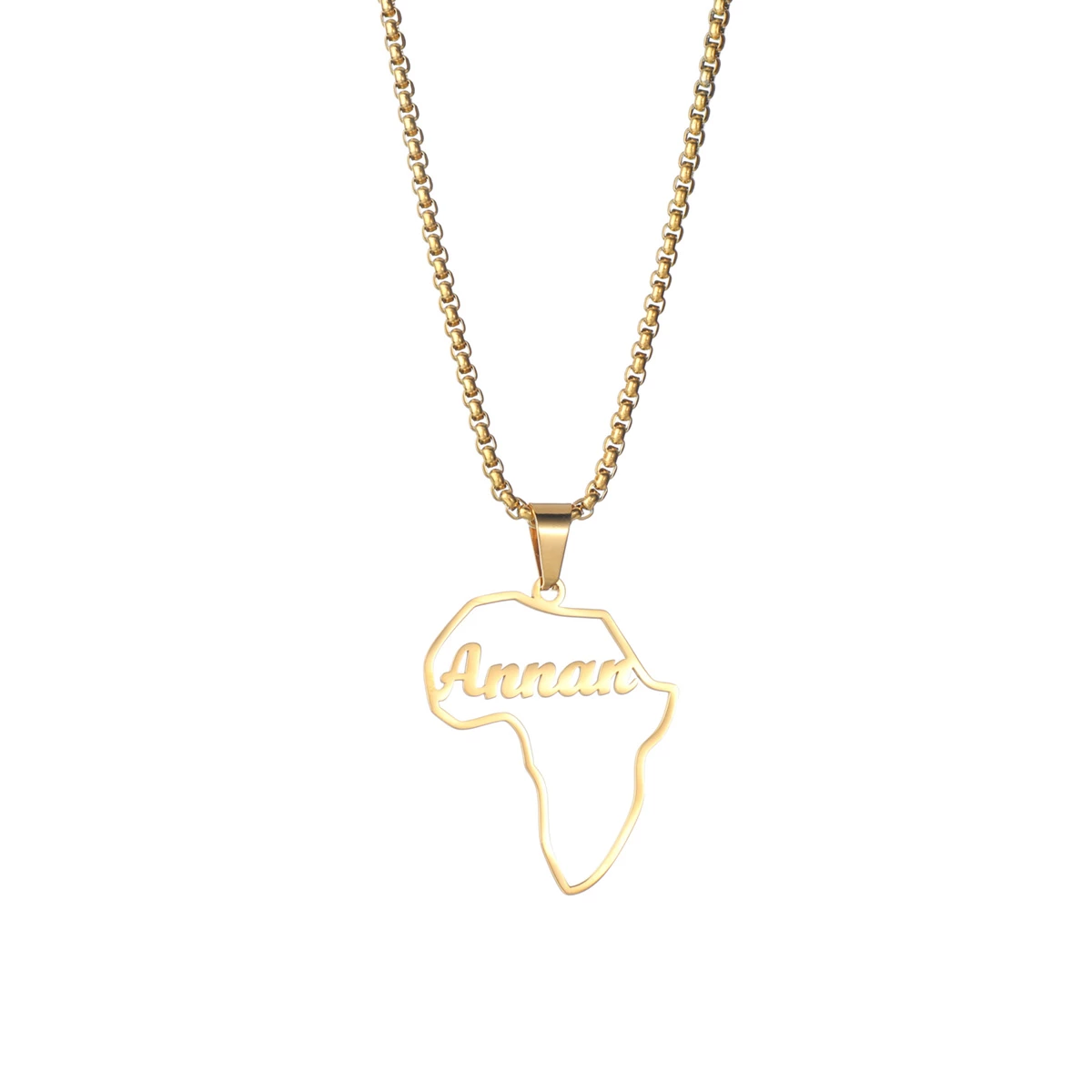 Punk African Map Personalized Custom Gold Plated Name Necklace Women Necklace