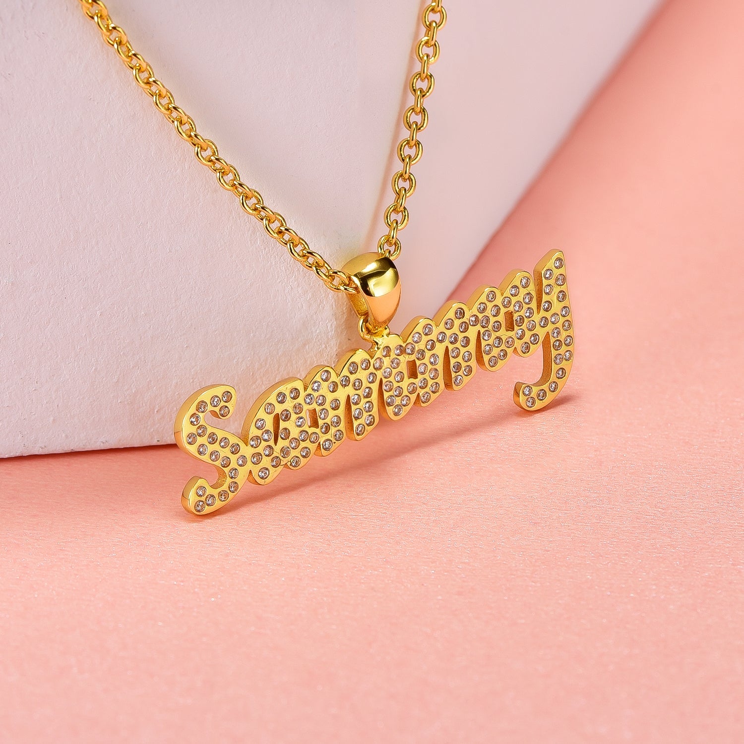 Gold Plated Personalized Diamonds Name Necklace-silviax