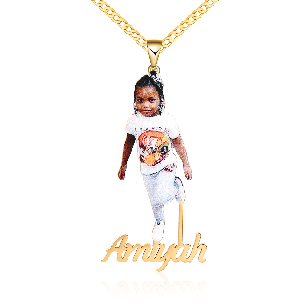 Photo Nameplate Pendant Personalized Custom Name Necklace-silviax