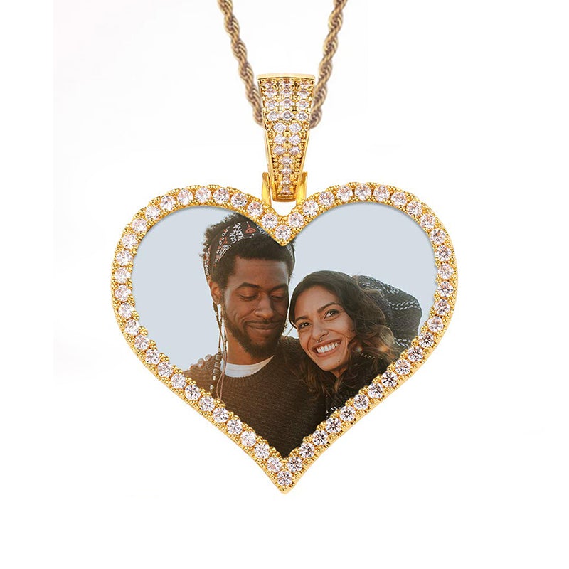 Heart Pendant Photo Necklace Gold Plated-silviax