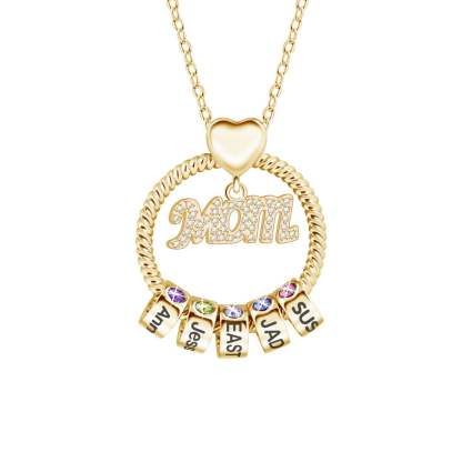 Mom 1-5 Name Beads and Birthstones Personalized Custom Family Necklace Jewelry Mother's Day Gift for Women Mom-silviax