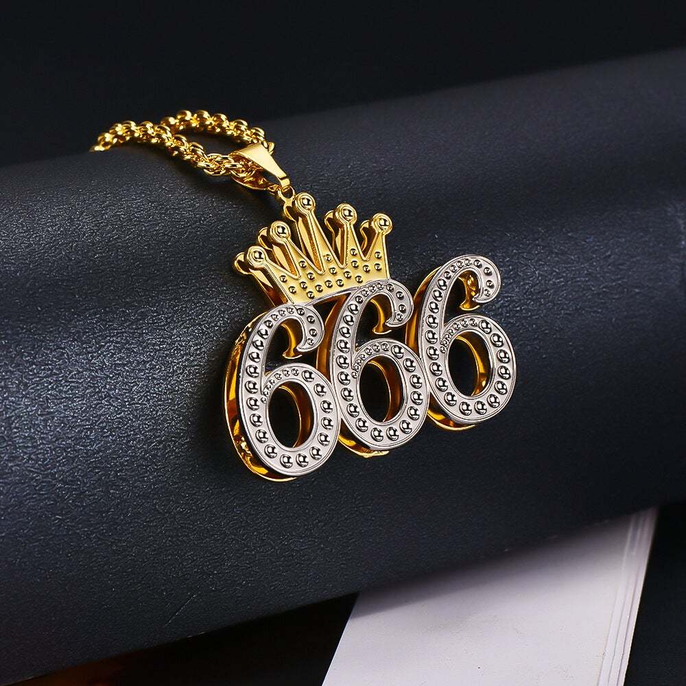 Double Layer Two Tone 1 To 9 Luck Number With Crown Personalized Custom Gold Plated Number Necklace-silviax
