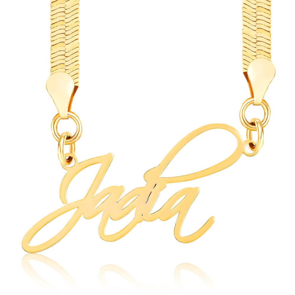 Flat Snake Chain Personalized Custom Gold Plated Name Necklace-silviax