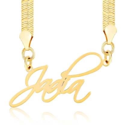 Flat Snake Chain Personalized Custom Gold Plated Name Necklace-silviax